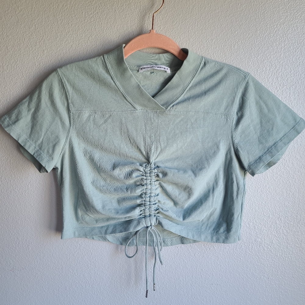 Alexander Wang T Small V-neck Cinch Front Crop Top